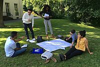 Participants during group work at the 2019 International Kasser Summer Academy in Hofgeismar, a small town in the vicinity of Kassel (northern Germany), 16.-21.6.2019. Photo by FES